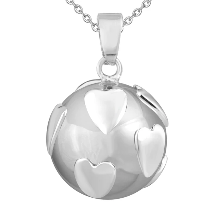 Bola-ketting - Silver Ball Hearts - met kalmerend geluid