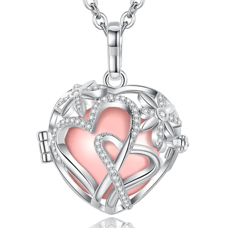 Bola-ketting - Silver Heart Lines - met kalmerend geluid